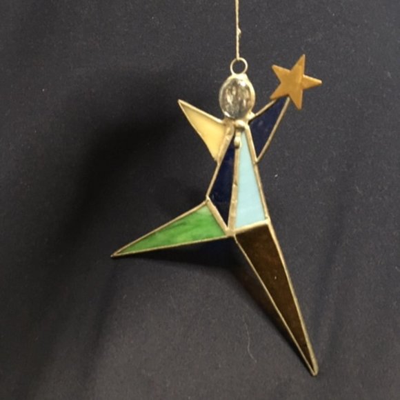 Still Rock Stained Glass Star Person Ornament Suncatcher Handmade 5x6" - Picture 8 of 9